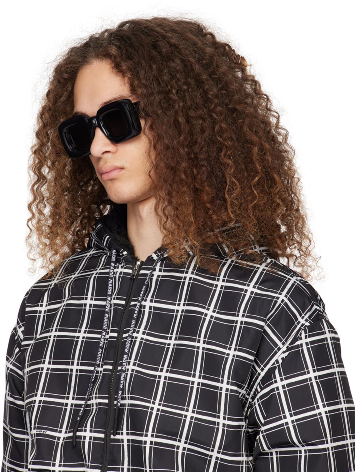 MARNI Cropped Puffer Jacket With High Collar And Grid Check Pattern In Multi