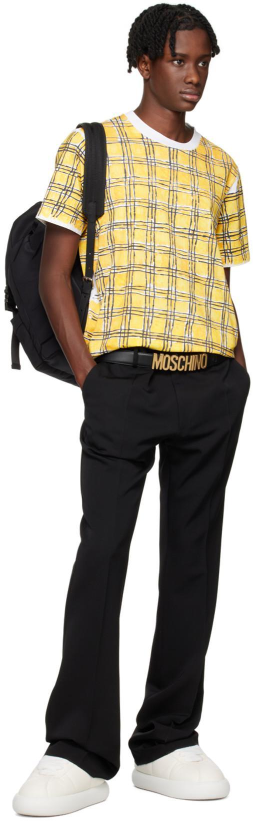 MARNI Grid-pattern Cotton T-shirt In Yellow