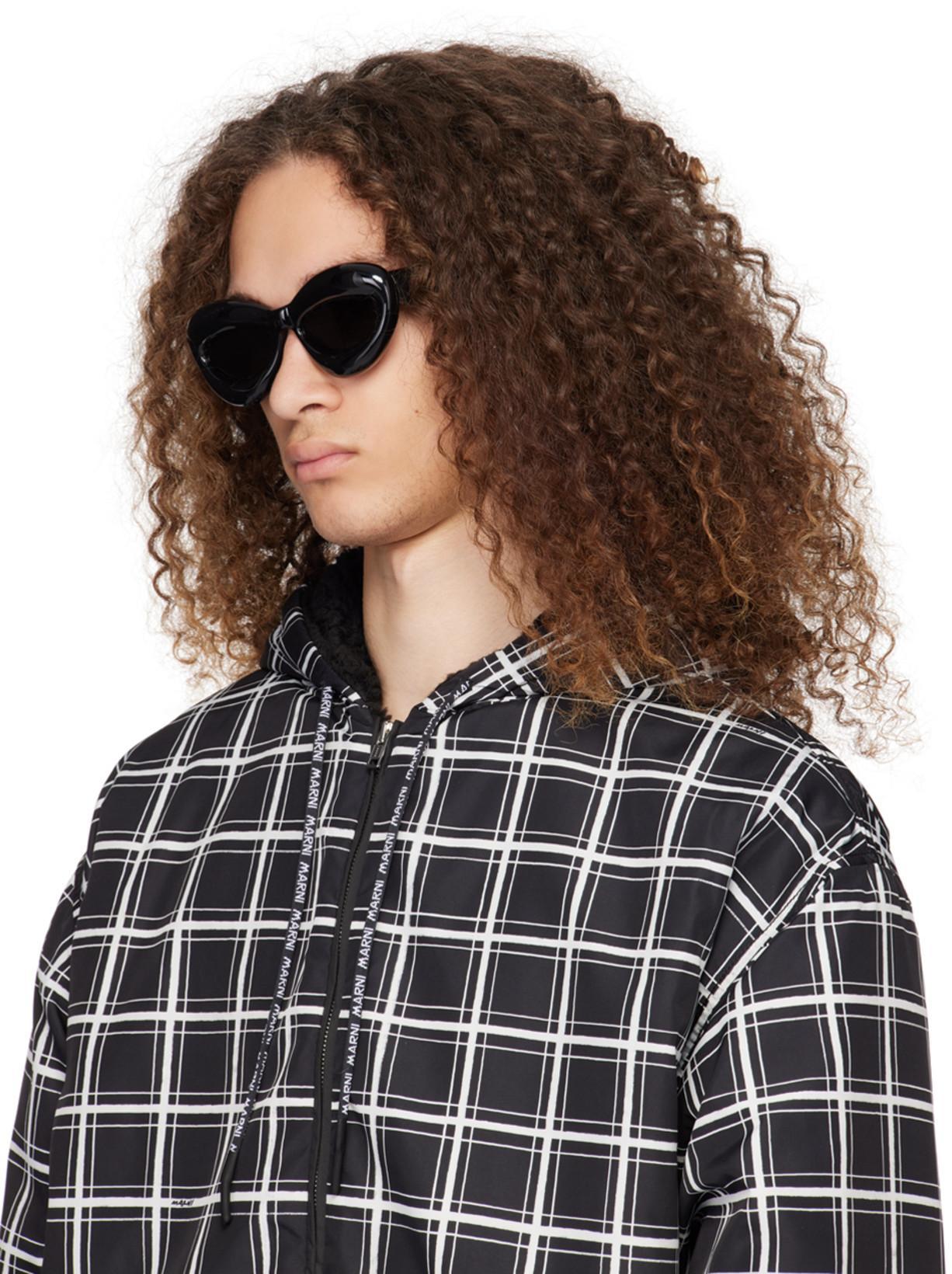 MARNI Cropped Puffer Jacket With High Collar And Grid Check Pattern In Multi