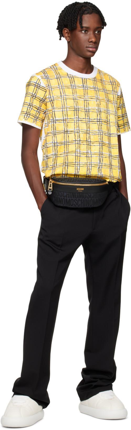 MARNI Grid-pattern Cotton T-shirt In Yellow