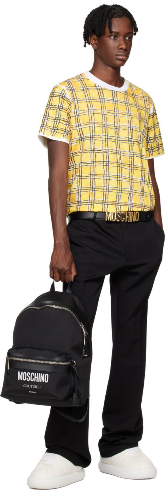 MARNI Grid-pattern Cotton T-shirt In Yellow