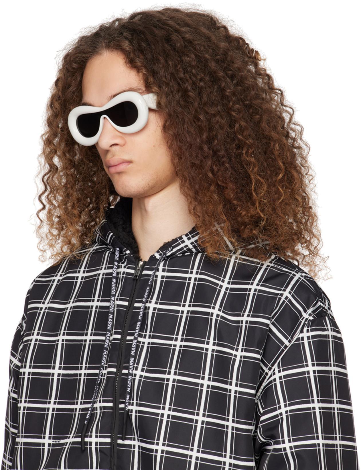 MARNI Cropped Puffer Jacket With High Collar And Grid Check Pattern In Multi