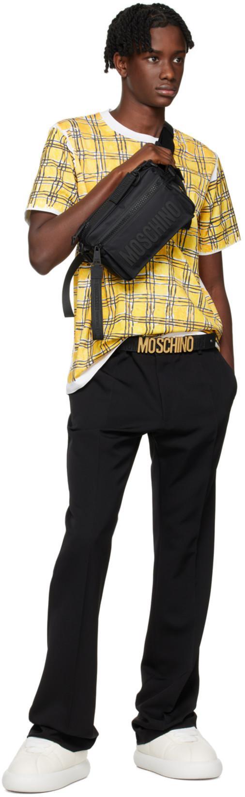 MARNI Grid-pattern Cotton T-shirt In Yellow