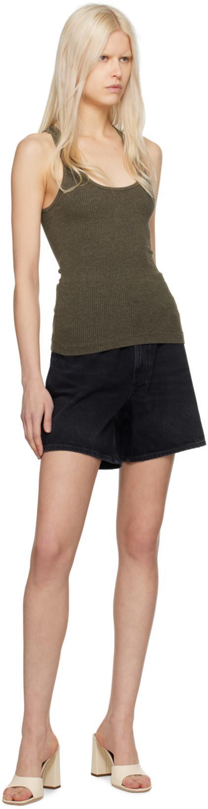 AGOLDE Parker Black Distressed Denim Shorts In Fallen