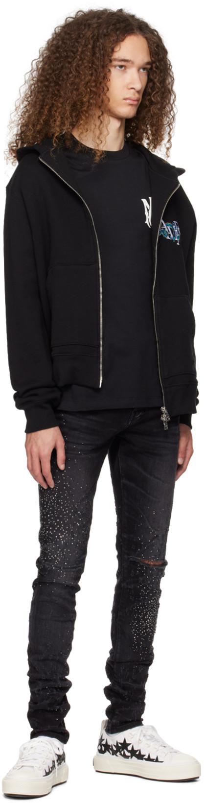 AMIRI Black Crewneck T-shirt With Logo Print On The Front And Logo Lettering On The Rear In Cotton Man