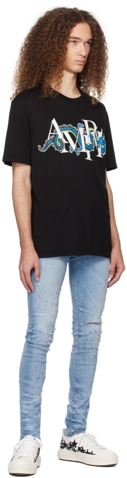 AMIRI Mens Black Dragon Branded-print Cotton-jersey T-shirt