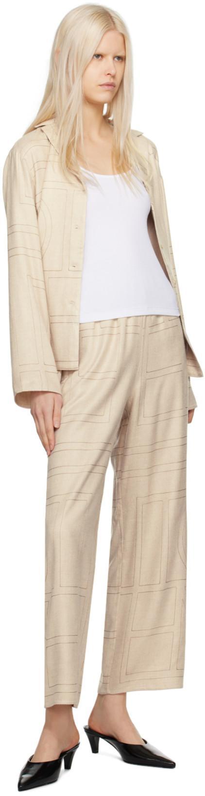 TOTÊME Toteme Monogram Embroidered Pajama Pants In Multi