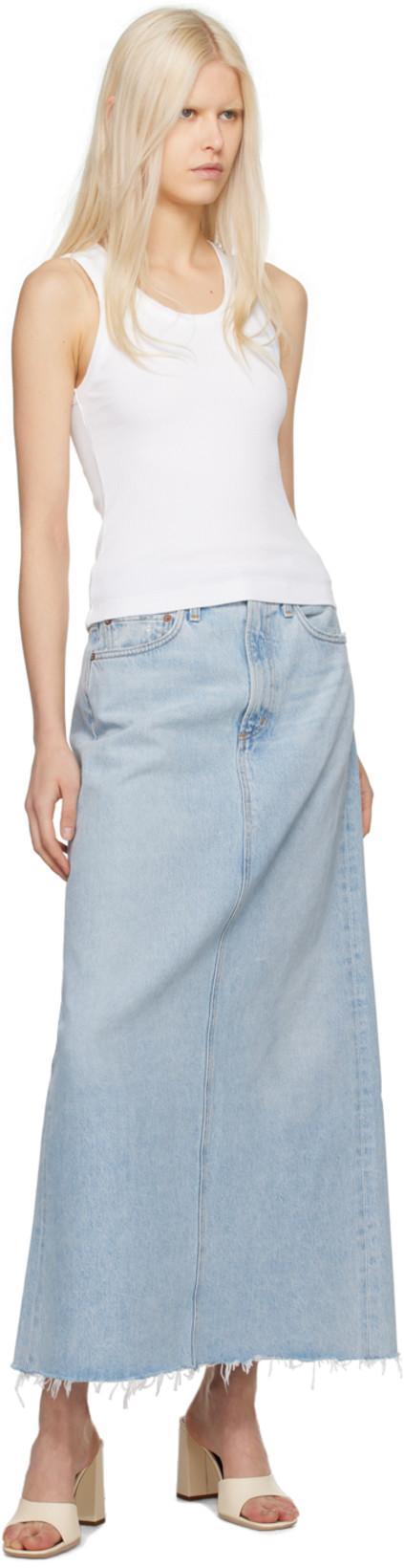 AGOLDE Blue Denim Long Skirt