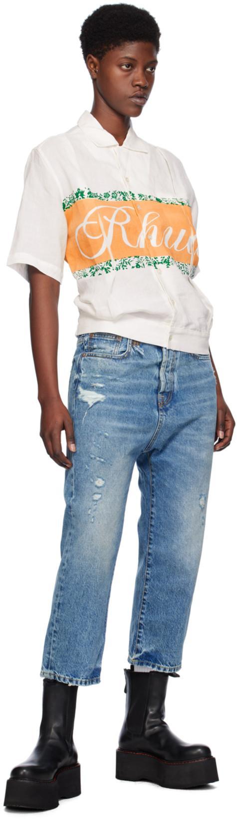 RHUDE White Printed Shirt In 0060 Ivory