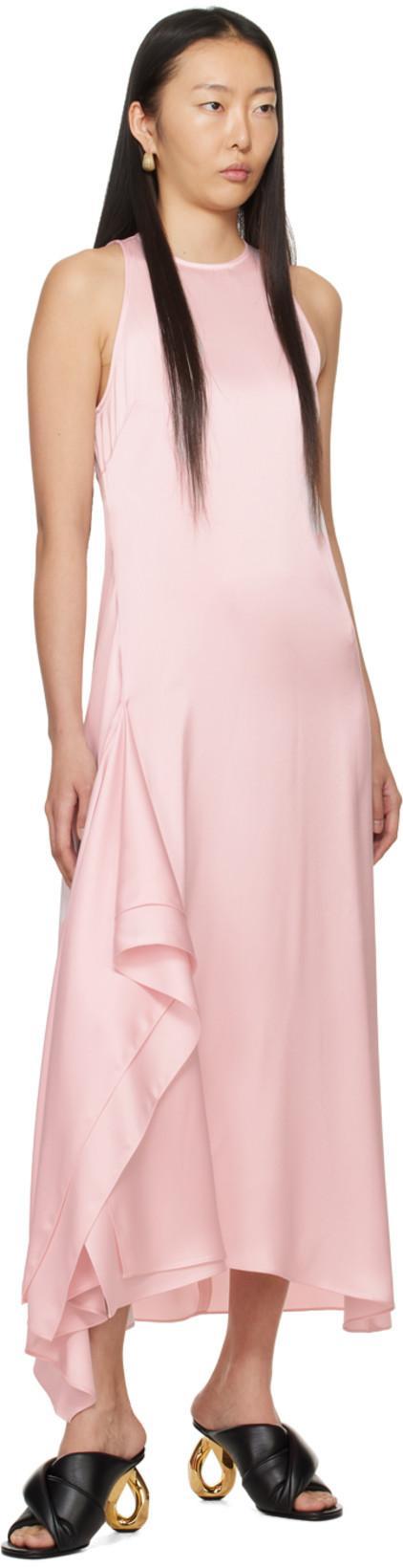 JW ANDERSON Sleeveless Draped Midi Dress In Pink