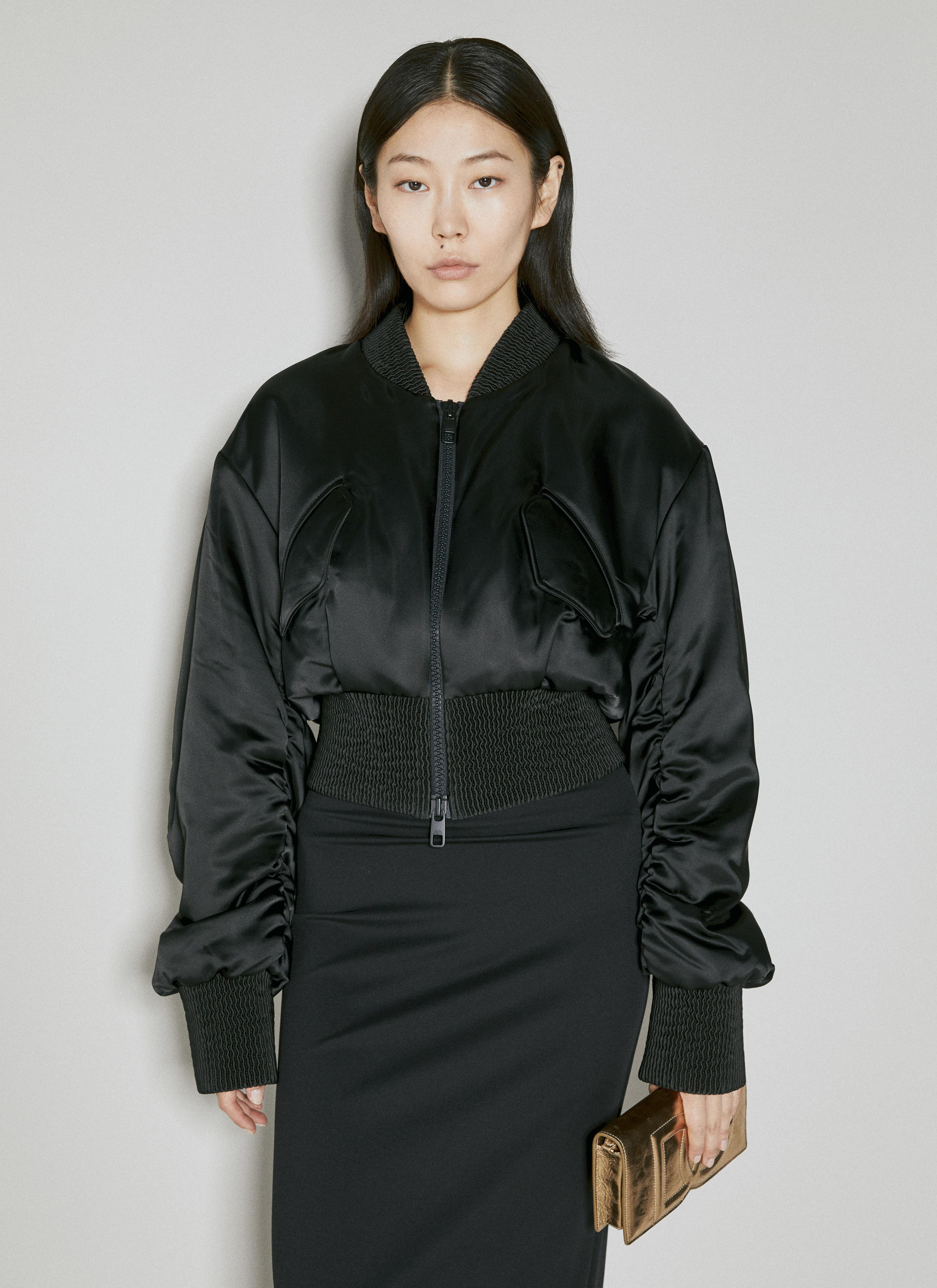 DOLCE & GABBANA Women Short Duchesse Bomber Jacket In Black