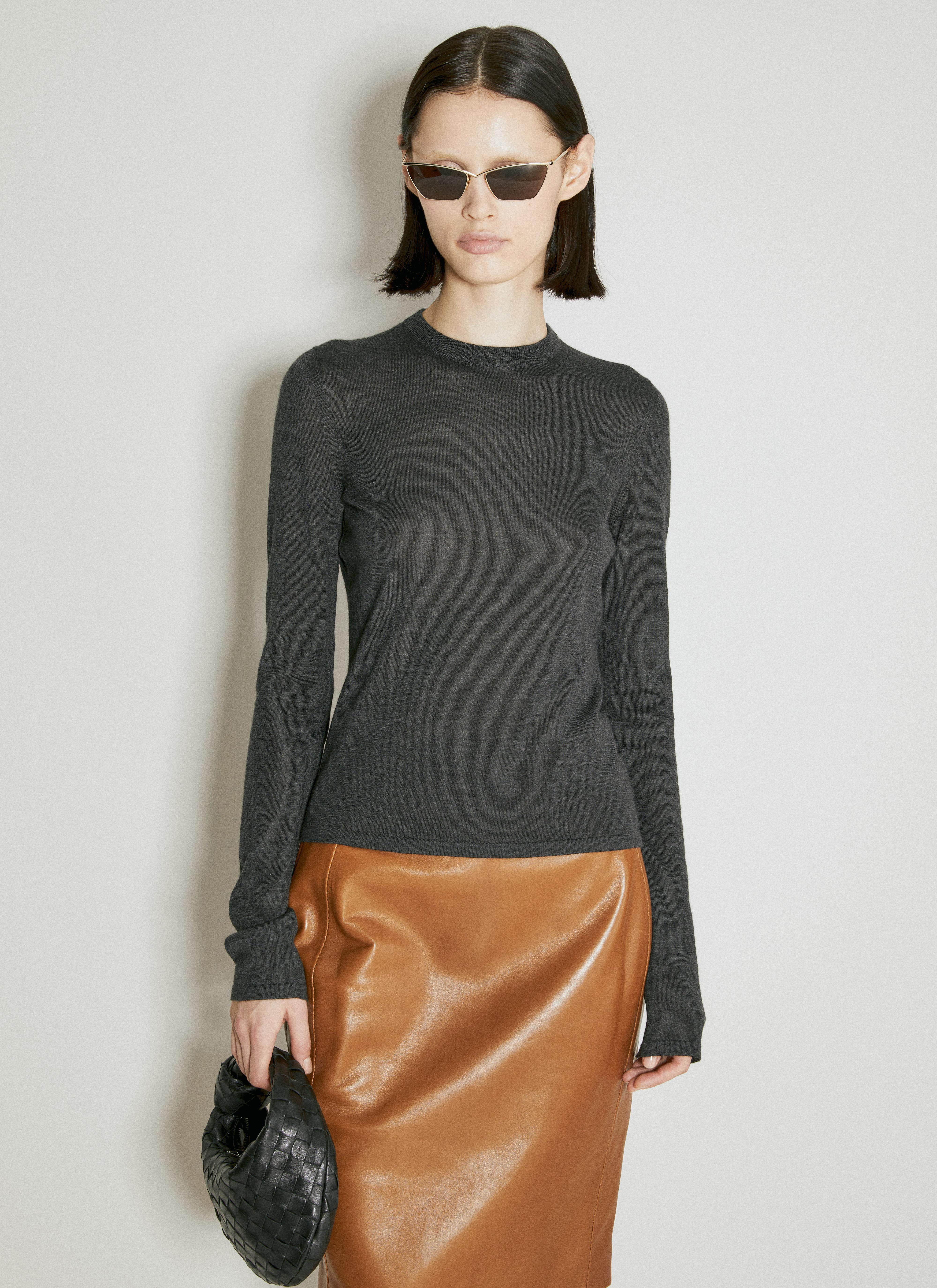 SAINT LAURENT High-rise Leather Pencil Skirt In Glace Brown