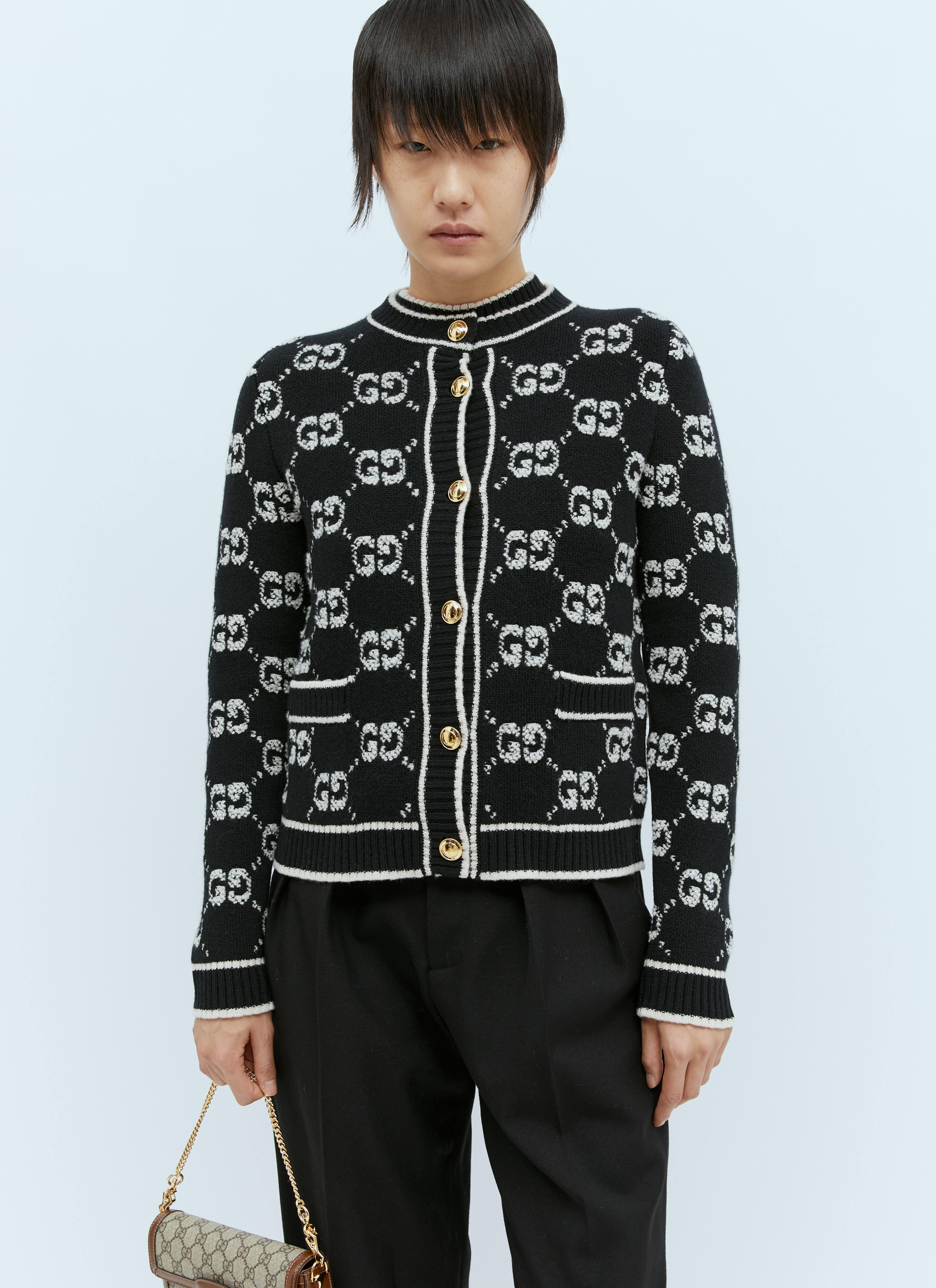 GUCCI Gg Jacquard Wool Bouclé Cardigan In Multi