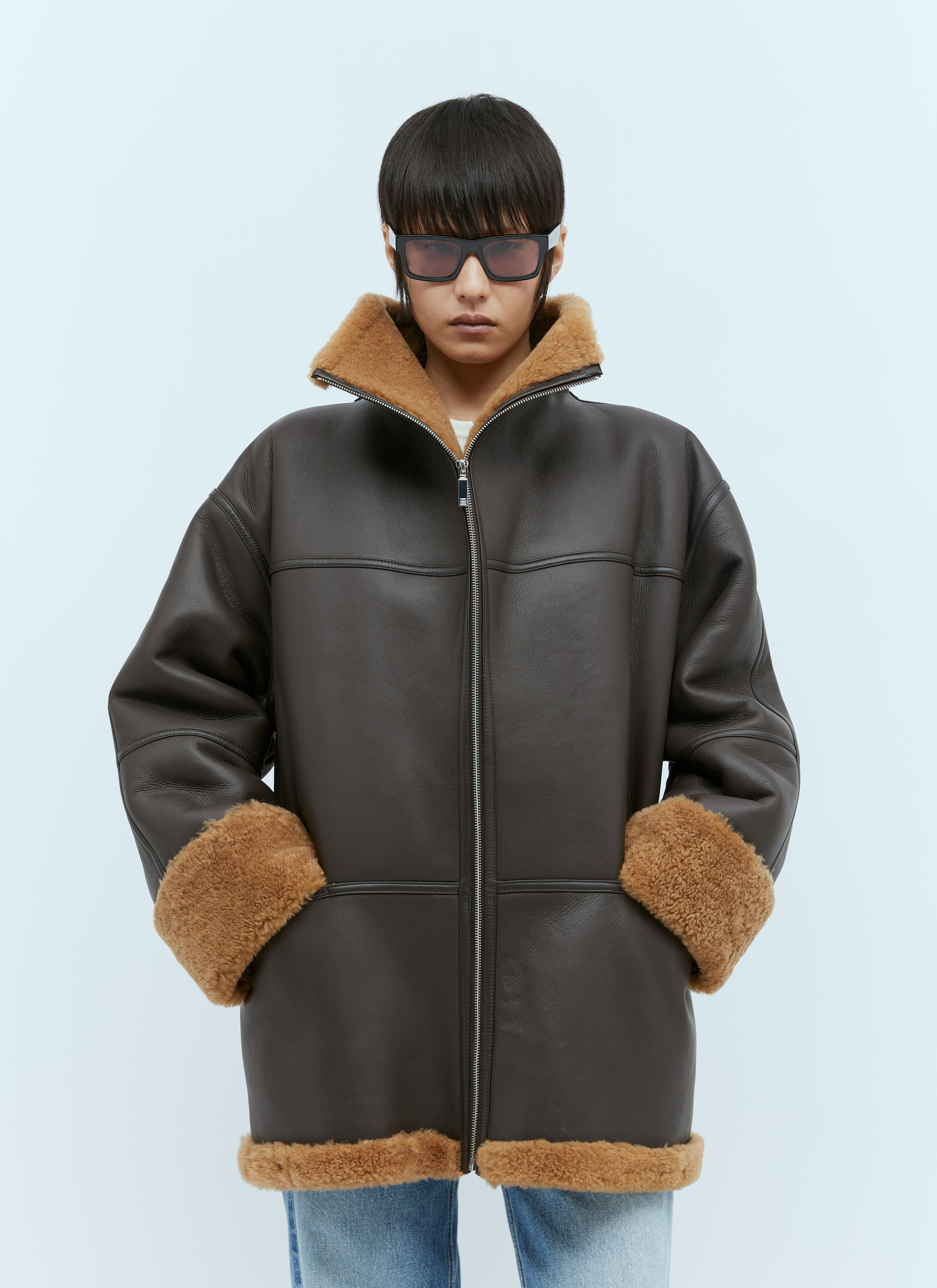 TOTÊME Signature Shearling Jacket Chocolate In Brown