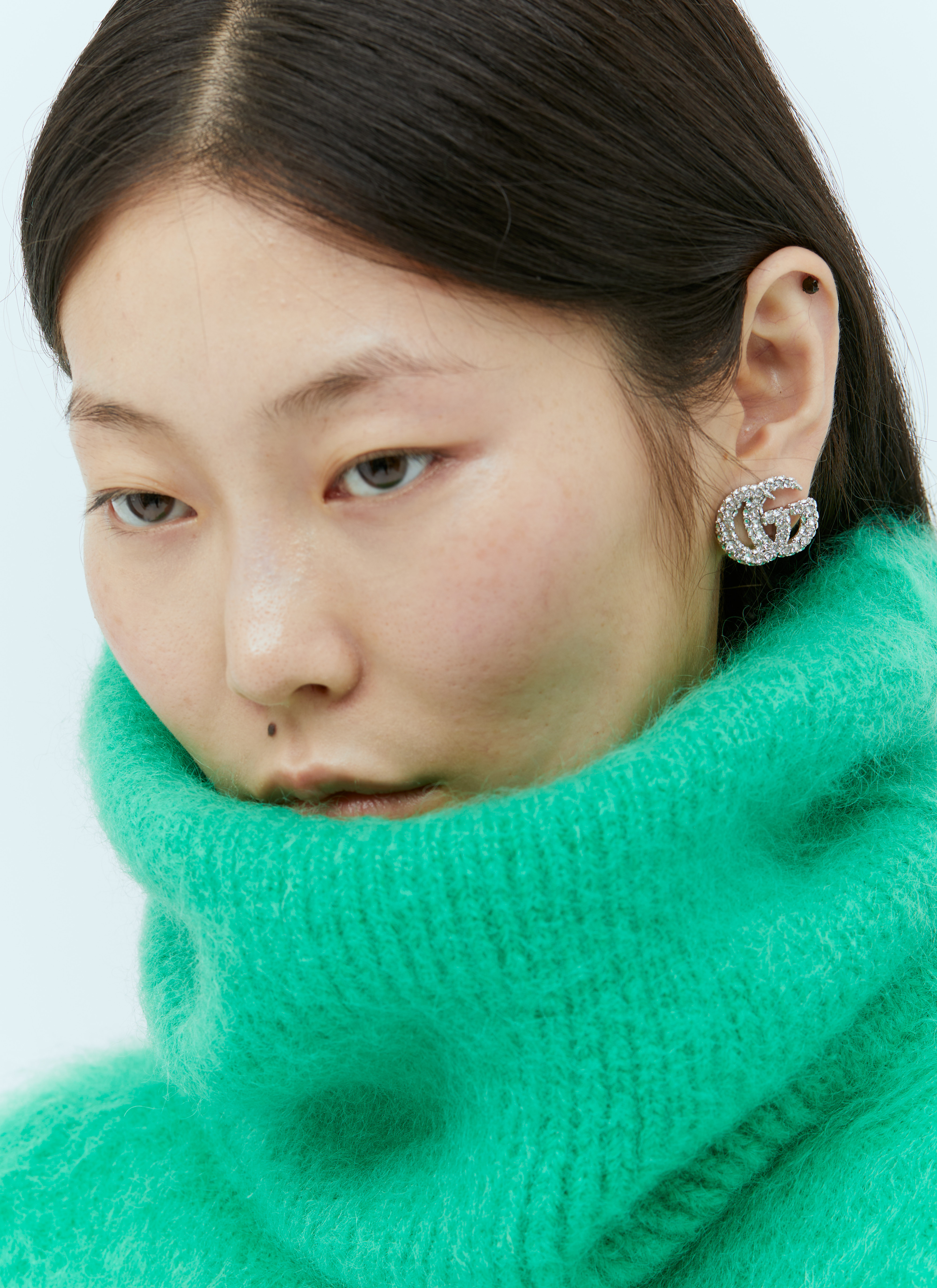 GUCCI Mohair-blend Mini Sweater Dress In Green