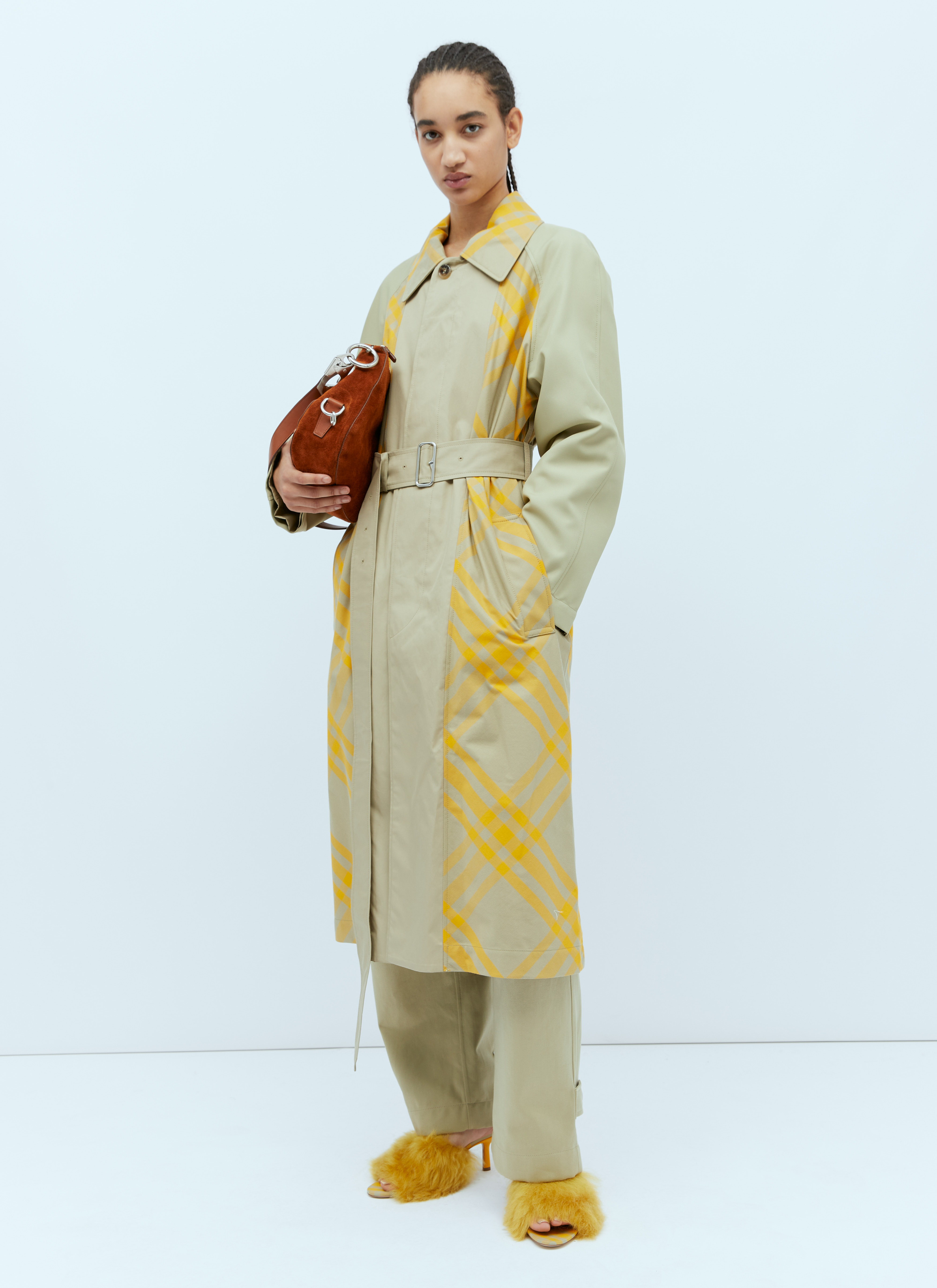 BURBERRY Jackie Shearling And Leather Mules In Yellow