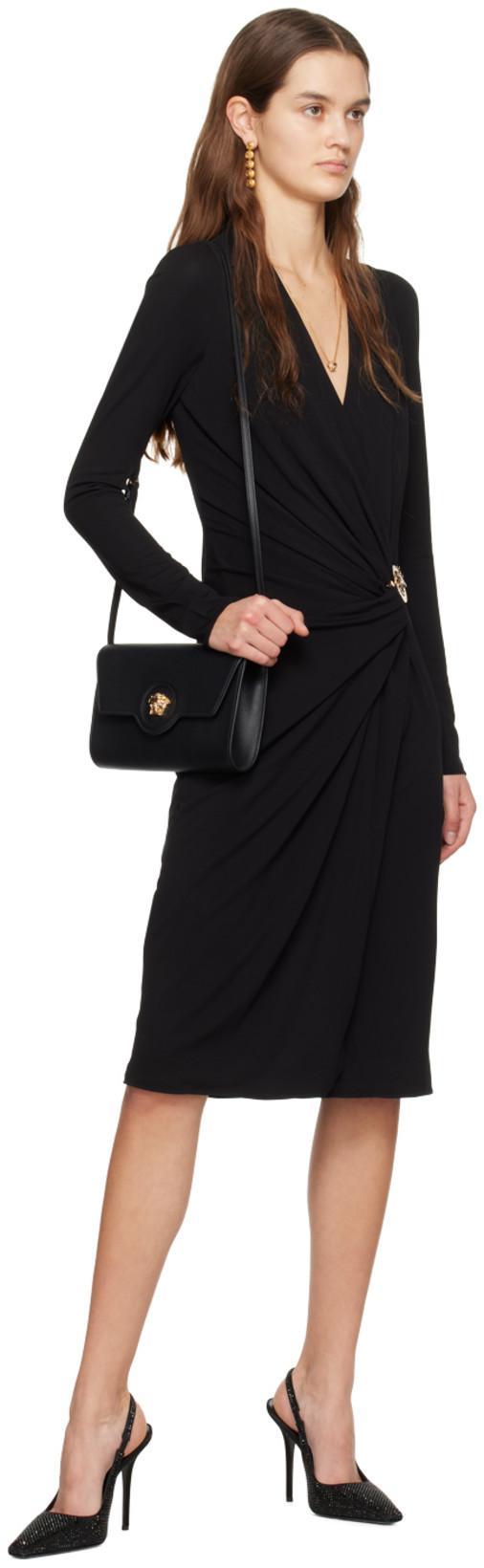 VERSACE Black Medusa Plaque Midi Dress