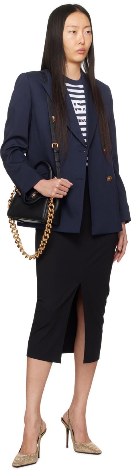 DOLCE & GABBANA Dolce&gabbana Black Wool Blend Midi Pencil Skirt