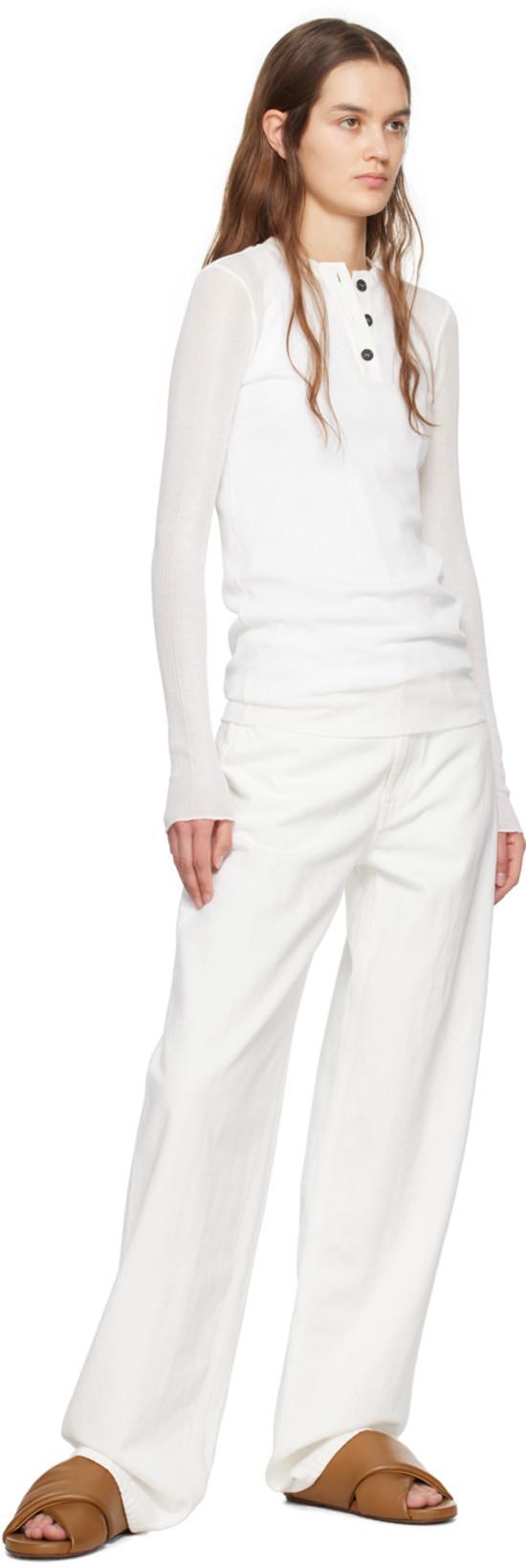 KHAITE Fine-ribbed Long-sleeve T-shirt In White