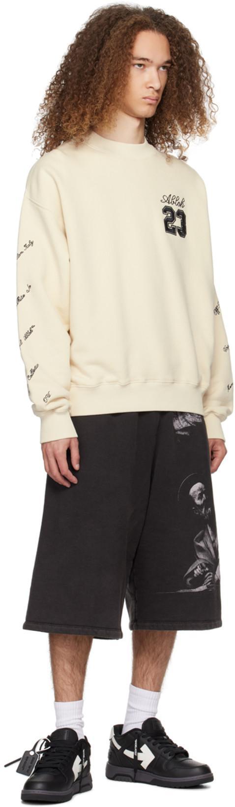 OFF-WHITE Skate-fit Brushed Cotton 23 Crewneck Sweatshirt In Beige