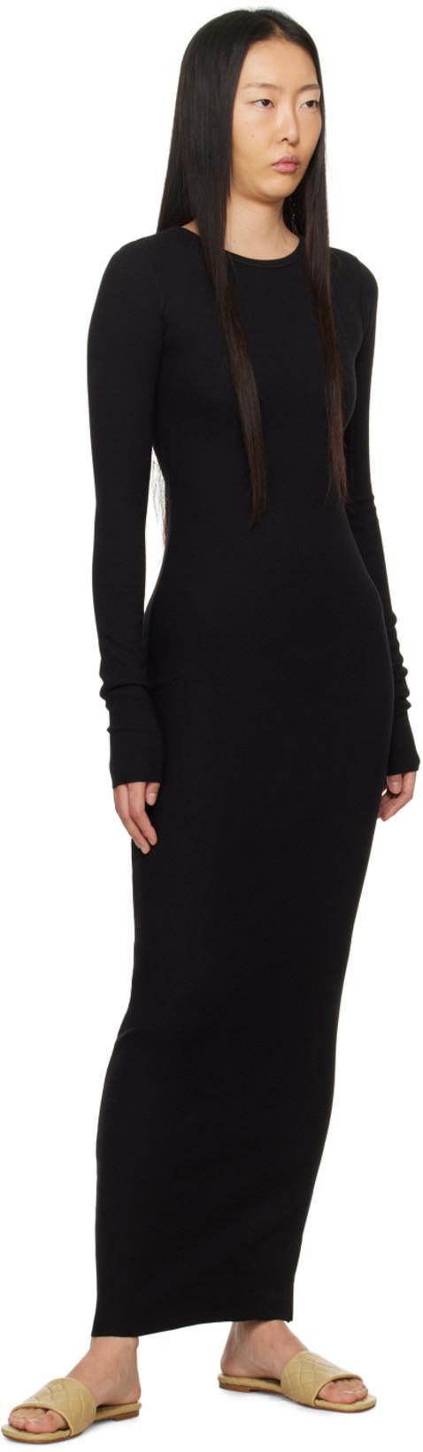 ÉTERNE Long Sleeve Crewneck Maxi Dress In Black