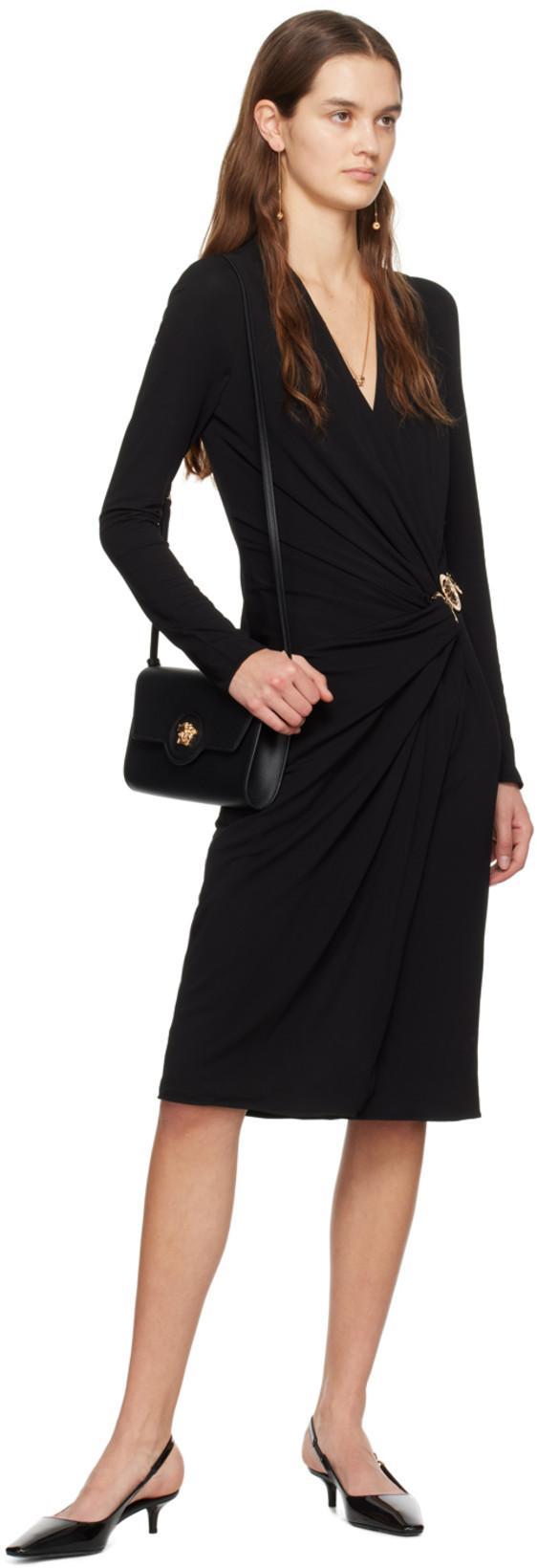 VERSACE Black Medusa Plaque Midi Dress
