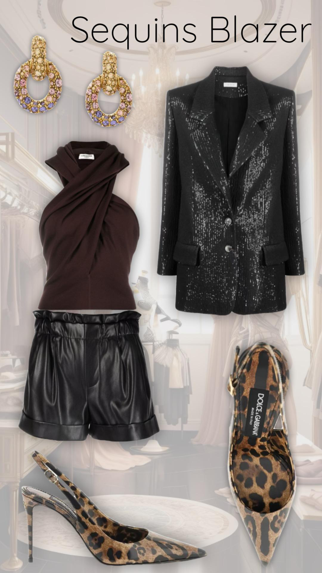 DOLCE & GABBANA Animalier Brown Calf Leather With Heel In Multi