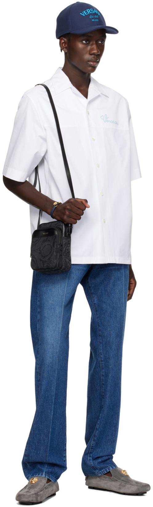 VERSACE Medusa Biggie Relaxed Straight Leg Jeans In Blue