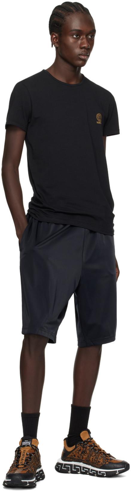 VERSACE White Crewneck T-shirt With Medusa Print On The Front In Black