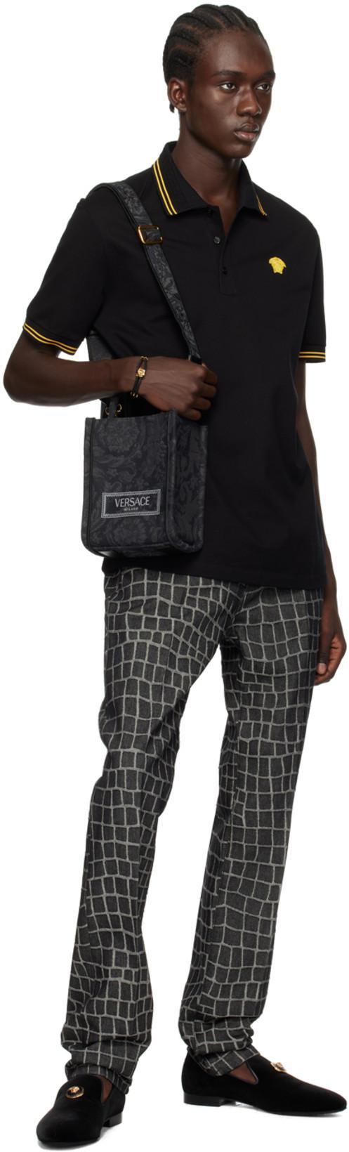 VERSACE Black Barocco Athena Mini Tote In Multicolor