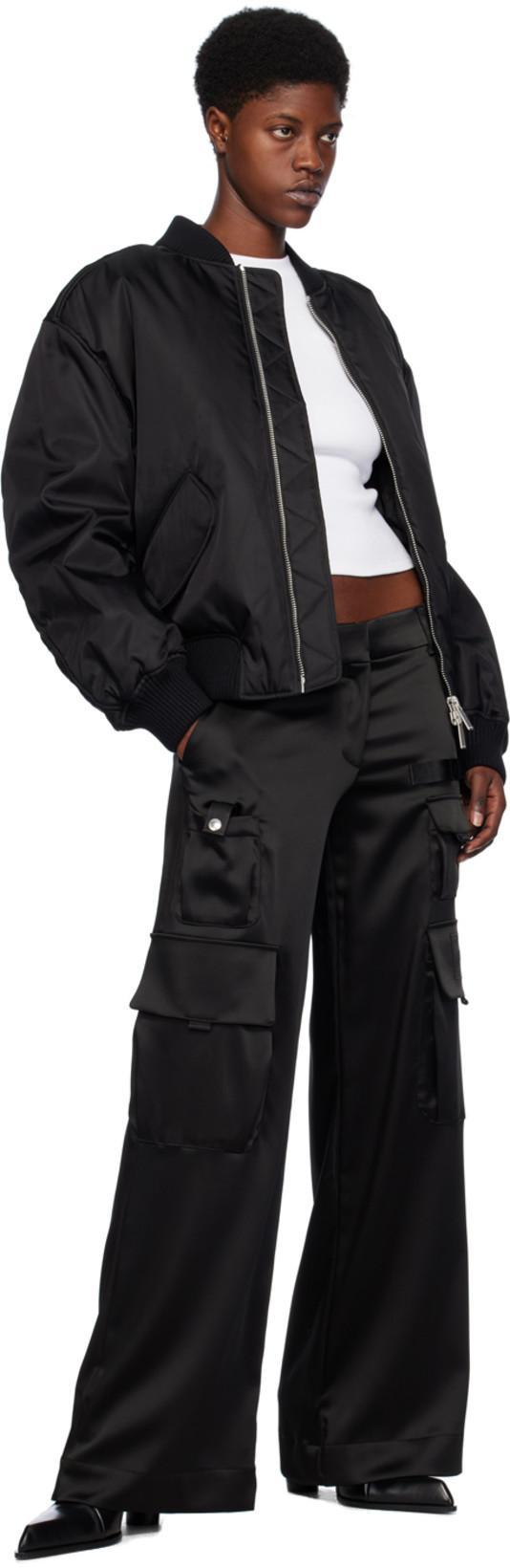 OFF-WHITE Off White Oversized Nylon Bomber Jacket In Black