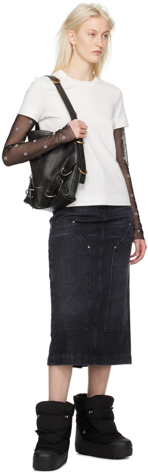 GIVENCHY Medium Voyou Buckle Shoulder Bag In Tumbled Leather In Black