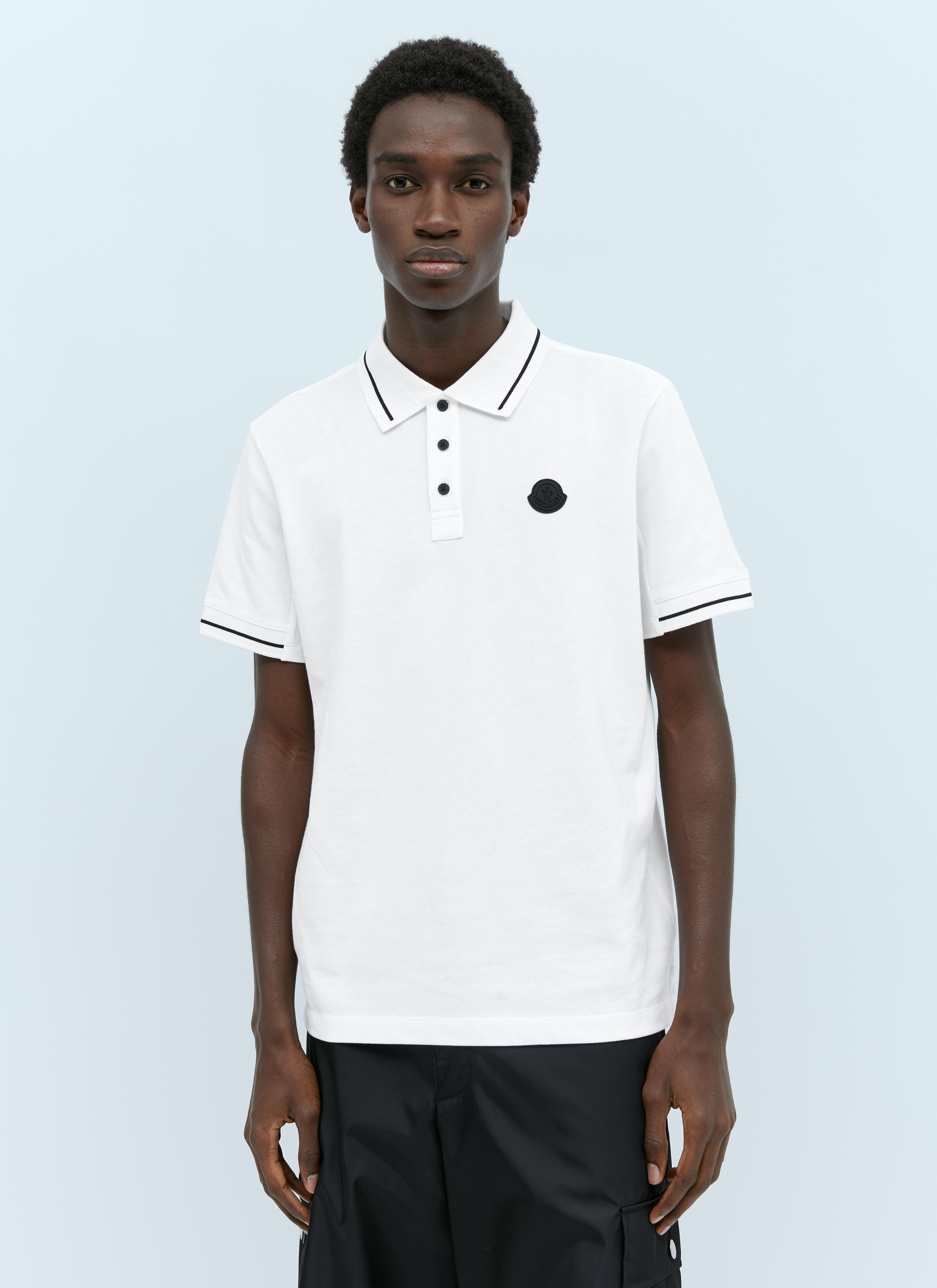 MONCLER Logo-patch Cotton Polo Shirt In White