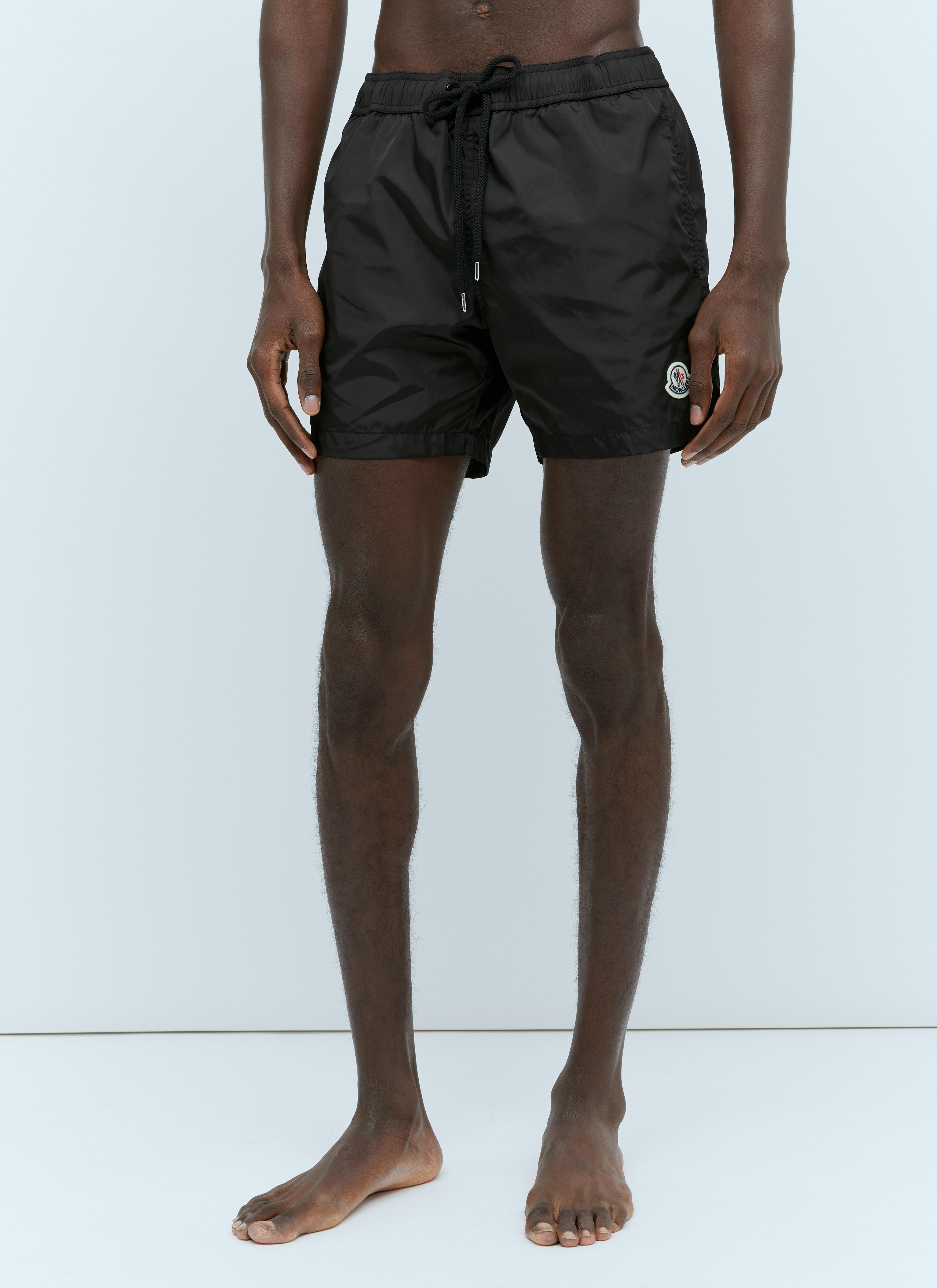 MONCLER Logo Patch Detail Elastic Waist Swim Shorts In Black