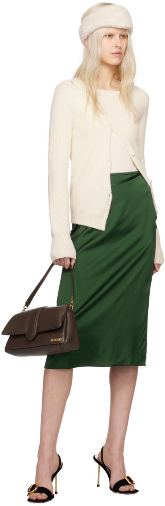 JACQUEMUS Asymmetric Ribbed Cardigan In Off White