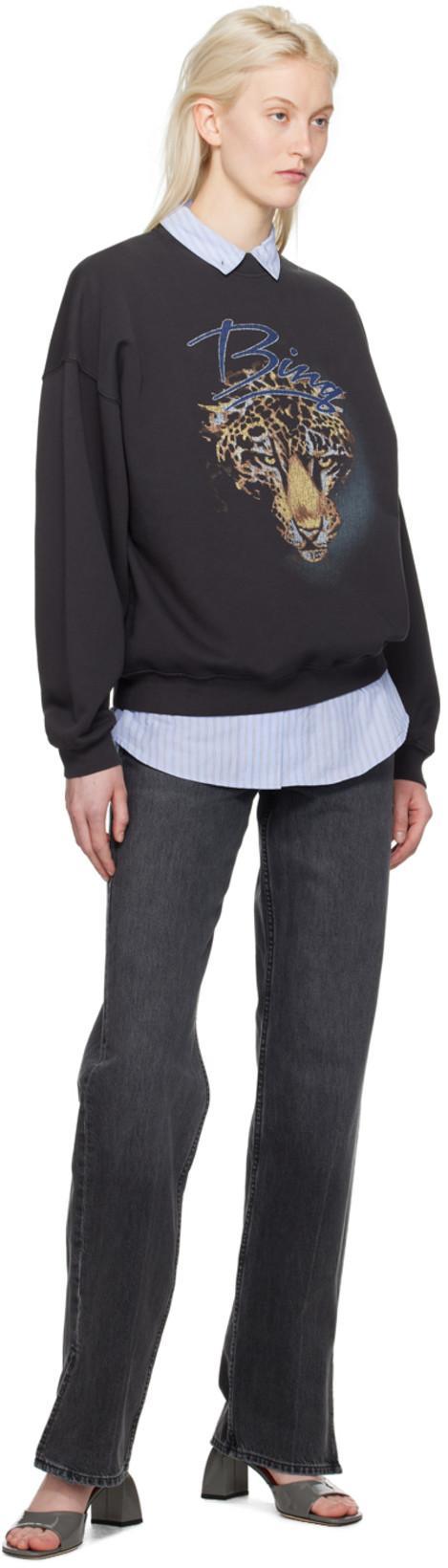 ANINE BING Roy Straight Leg Jeans In Washed Black In Shadow Grey