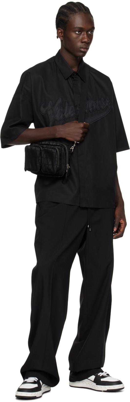 VALENTINO GARAVANI Low Sneakers Contrast Panels Perforated Toe Rubber Sole In Black