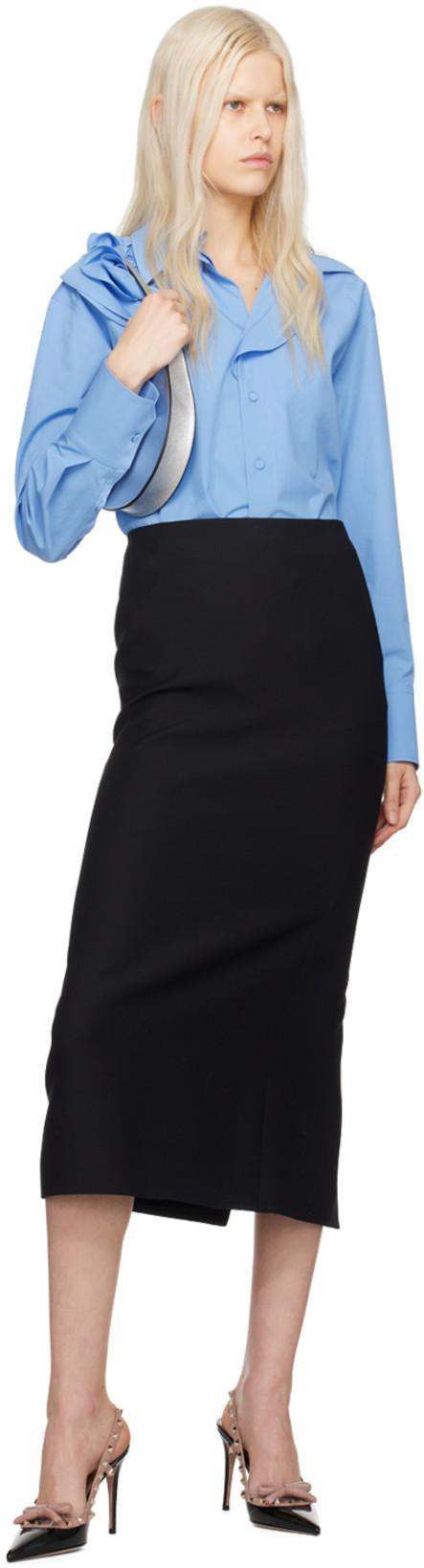 VALENTINO Virgin Wool Longuette Skirt With Slits And Silk Lining In Black