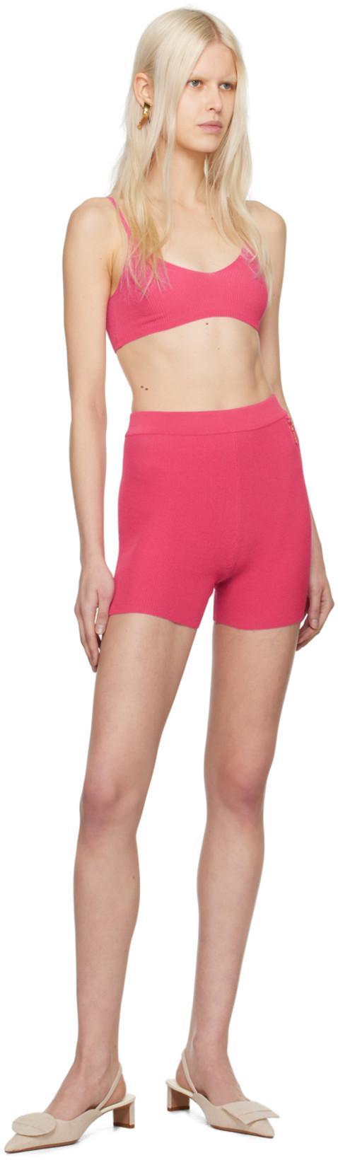 JACQUEMUS Le Short Pralu Logo Mini Shorts In Fuchsia