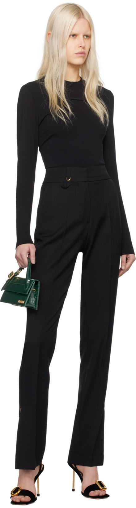 JACQUEMUS The Gros Grain Logo-detail Long-sleeve Top In Black