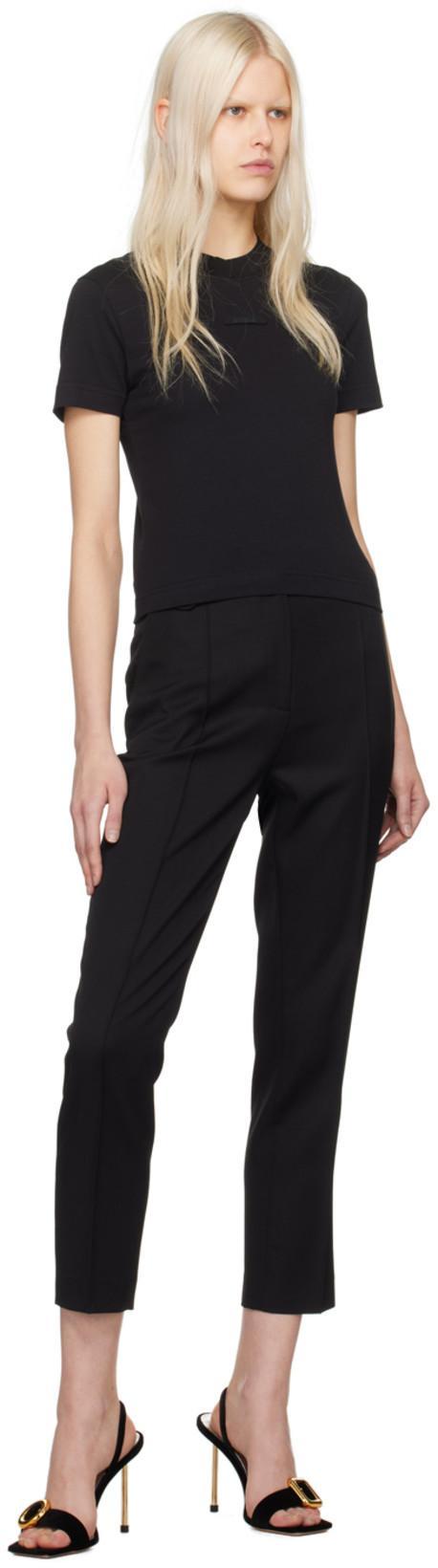 JACQUEMUS 'le T-shirt Gros Grain' Black Crewneck T-shirt With Logo Patch On The Front