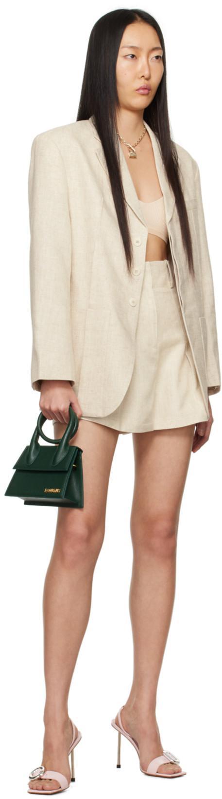 JACQUEMUS Pralu Logo-plaque Crop Top In Nude