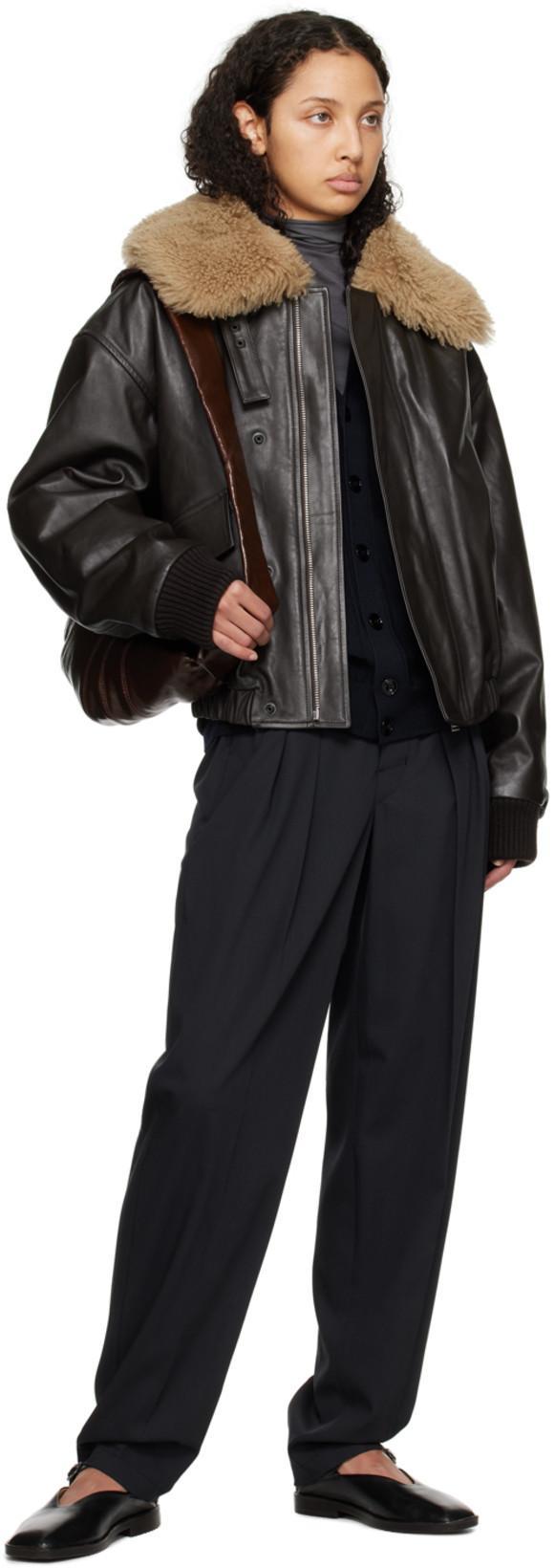 LEMAIRE Black Calf Leather Ballerina Shoes With Off-center Vamp