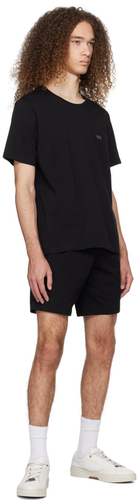 HUGO BOSS Slim-fit T-shirt With Popcorn Stripe Fabric In Black