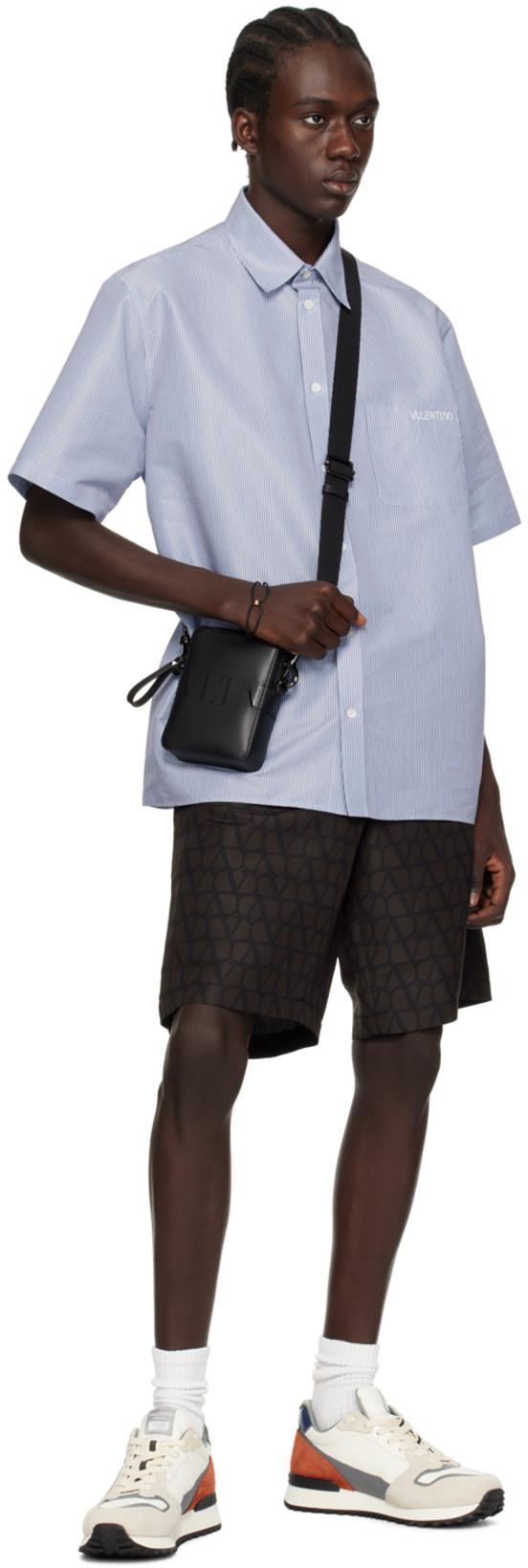 VALENTINO Garavani Black Swim Shorts In Toile Iconographe Man In Multicolor