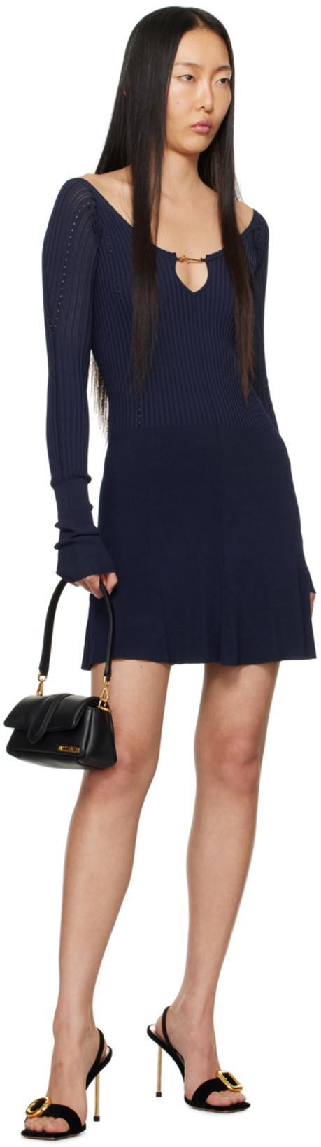 JACQUEMUS La Mini Robe Pralu Flared Minidress In Black