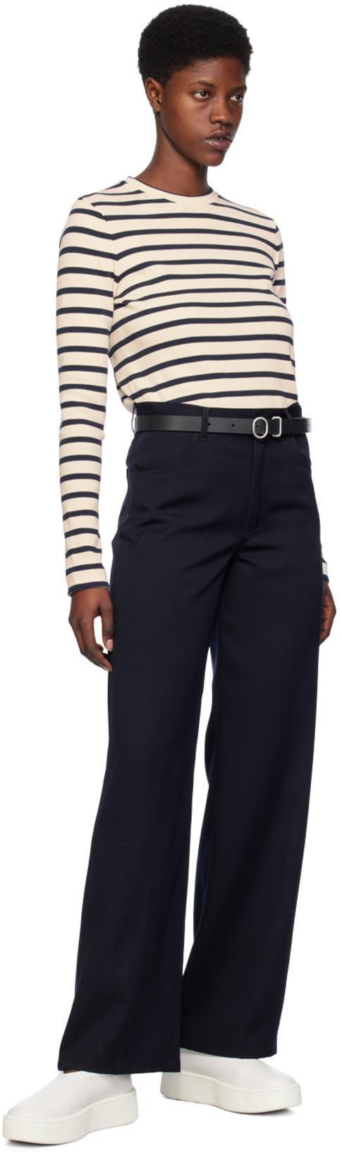 JIL SANDER Striped Longsleeve T-shirt In White