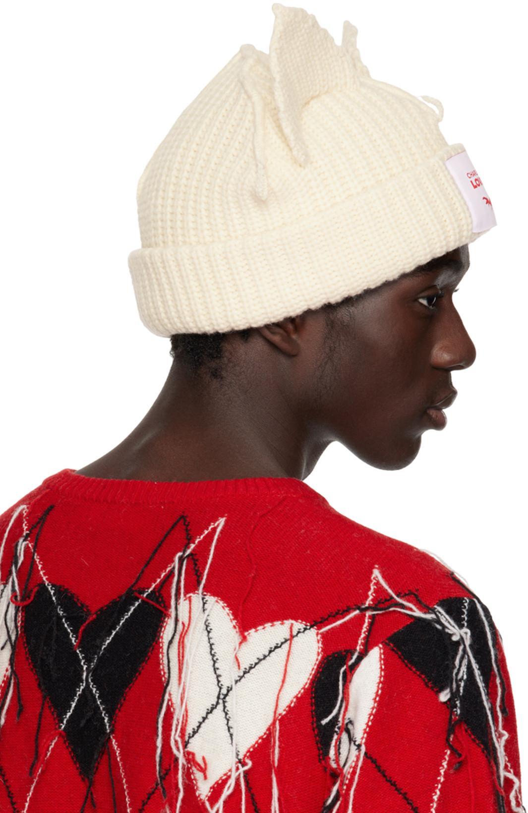 CHARLES JEFFREY LOVERBOY Off-white Chunky Ears Beanie In Ecru