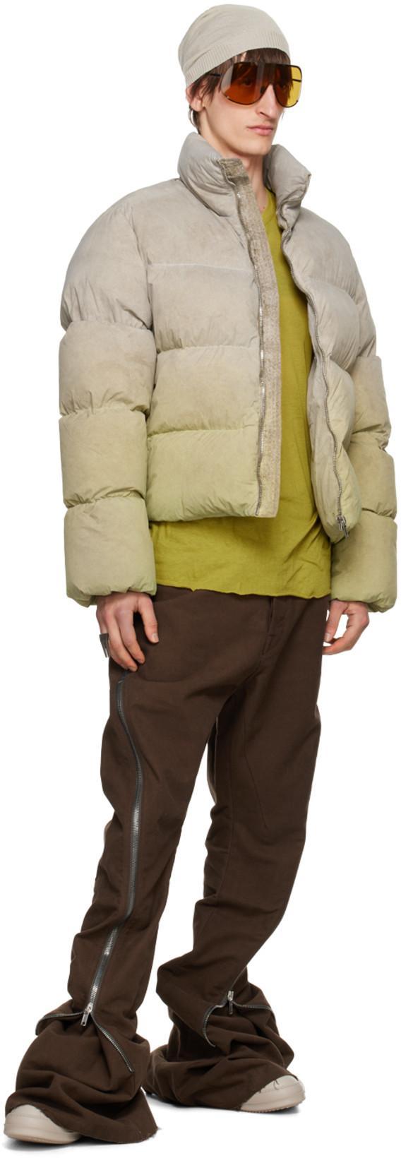 RICK OWENS Moncler +  Taupe & Green Cyclopic Down Jacket In 28d Acid Degrade