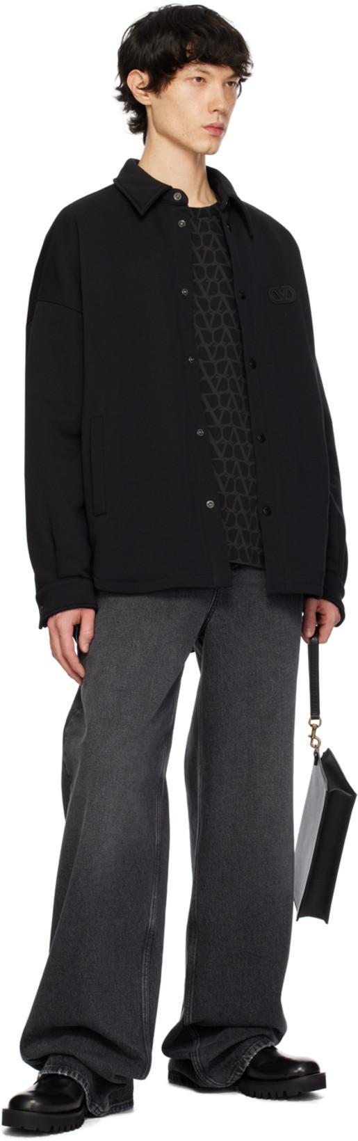 VALENTINO Canvas Iconograph Cotton T-shirt In Black